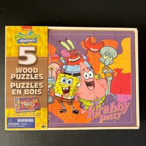 Nickelodeon SpongeBob SquarePants 5 Wood Puzzles (Spinmaster, 2024) New Sealed